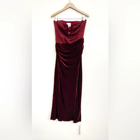 NWT Reformation Minara Strapless Midi Dress in Chianti Size 8 - Picture 6 of 17